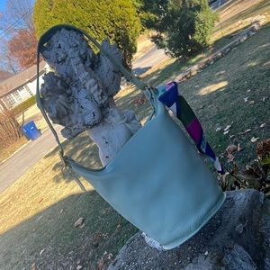 EUC Coach XL Vintage Duffle Feed Sac Shoulder Bag Seafoam Mint No. L6C 9085